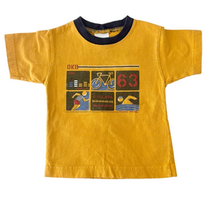 Vintage Kids Osh Kosh B’ Gosh OKB Triathlon Ringer T-Shirt Tee Size 12 Months